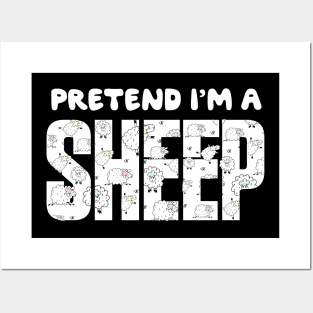 Pretend I'm A Sheep Funny Lazy Simple Halloween Costume Posters and Art